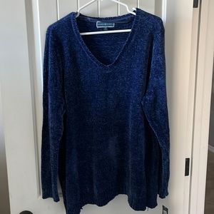 Karen, Scott, Chanel blue V-neck sweater